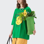 Classic Smiley Texture Printed Short-sleeved T-shirt