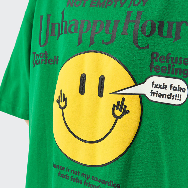 Classic Smiley Texture Printed Short-sleeved T-shirt