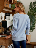 Womens Fashion Solid Color Wild V-neck Loose Blouse