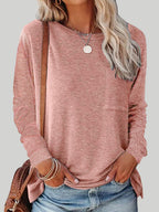 Round Neck Long Sleeve Casual Loose Ladies T-Shirt