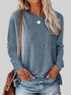 Round Neck Long Sleeve Casual Loose Ladies T-Shirt