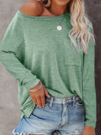 Round Neck Long Sleeve Casual Loose Ladies T-Shirt