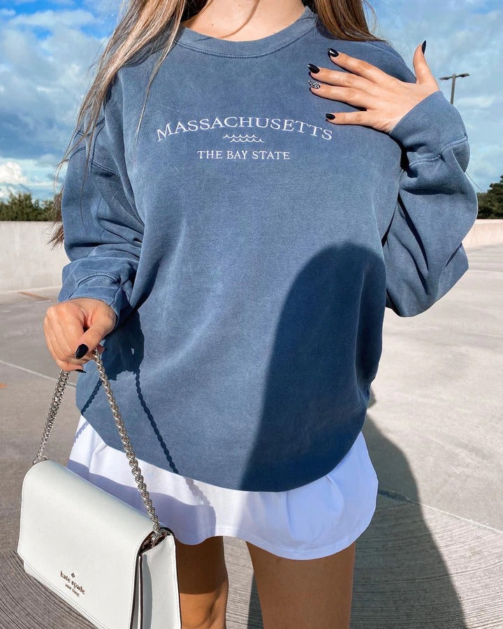 Solid Color Women Letter Graphic Sweatshirt