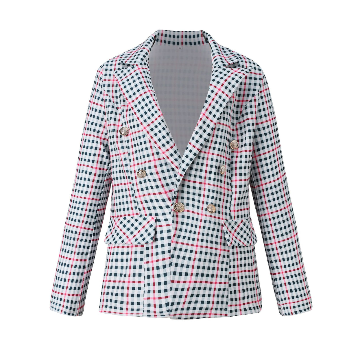 New Long Sleeve Suit Plaid Double Breasted Suit