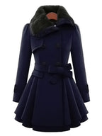Fold-Over Collar Plain Coat