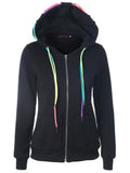 Women's Solid Color Cardigan With Hoodie