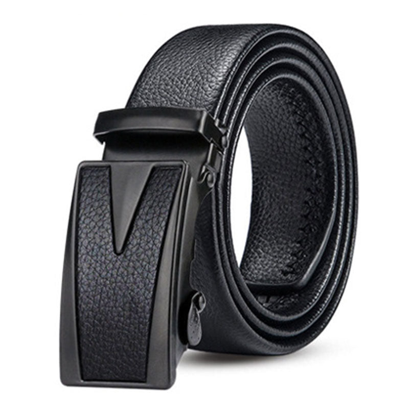 Men's Business Litchi Automatic Buckle Belt