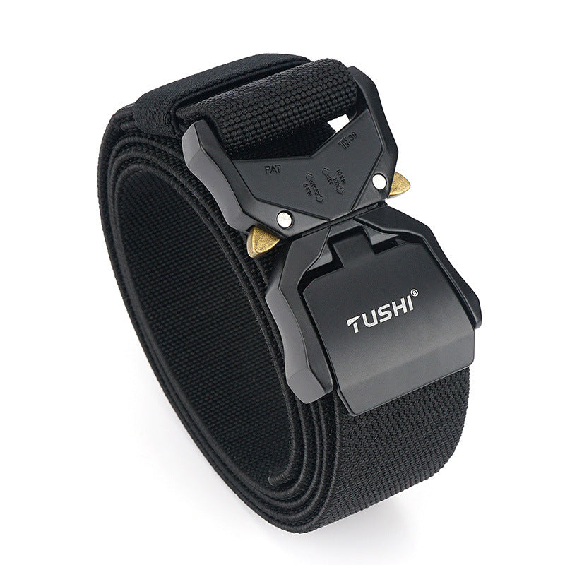 Men's Outdoor Tactical 3.8cm Double Quick Release Aluminum Alloy Buckle Nylon Belt