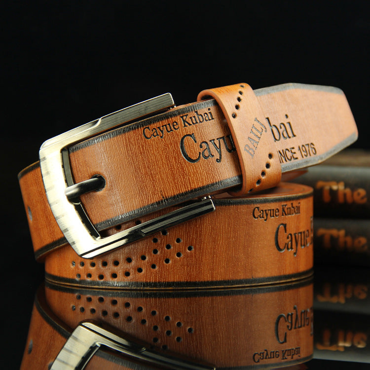 Pin Buckle Belt Men's Belt Casual Fashion Antique Trousers Retro Hollow Style