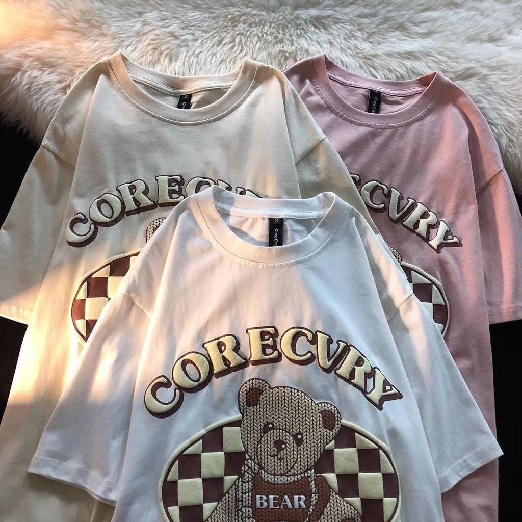 Unisex Cute Bear Print Oversized T-shirt