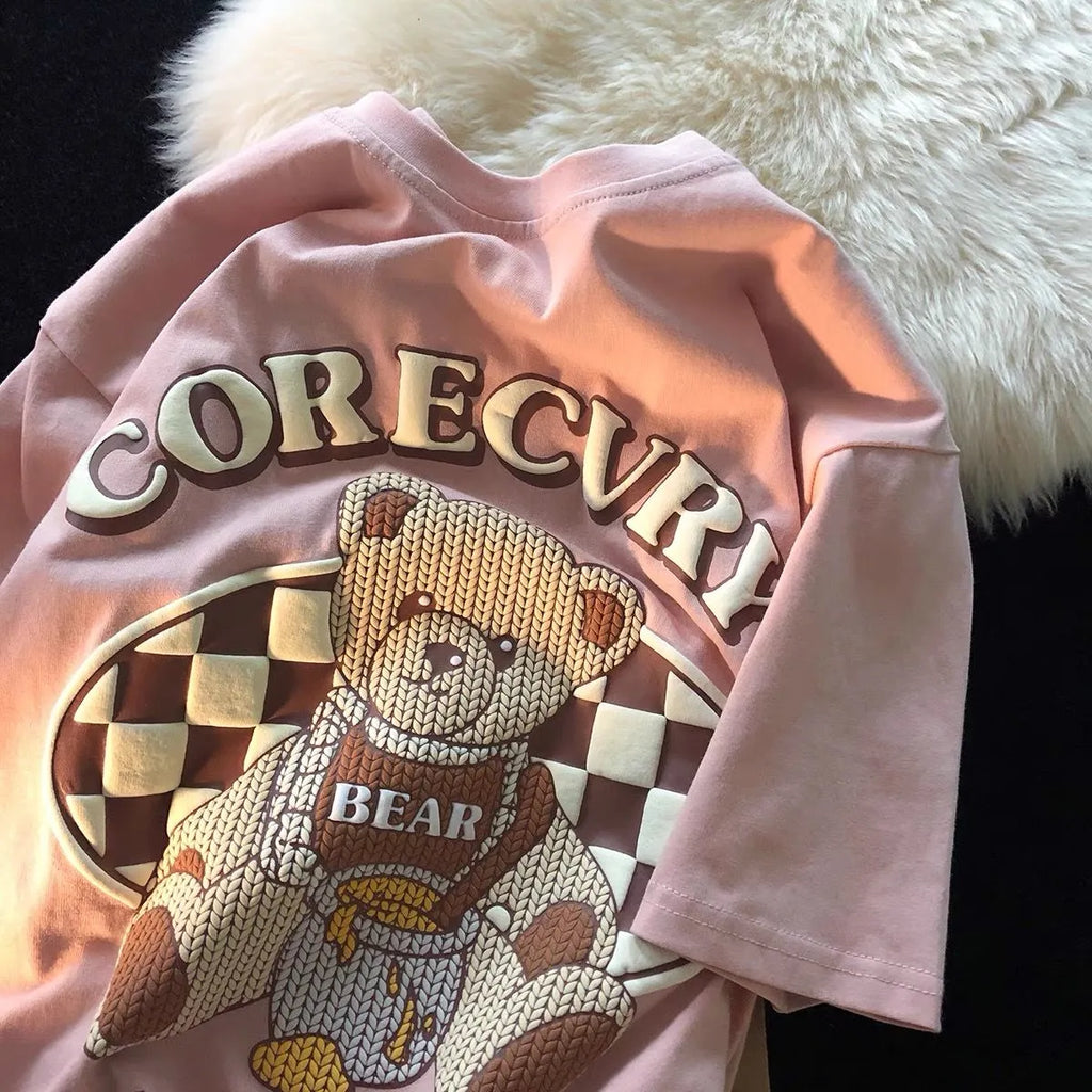 Unisex Cute Bear Print Oversized T-shirt