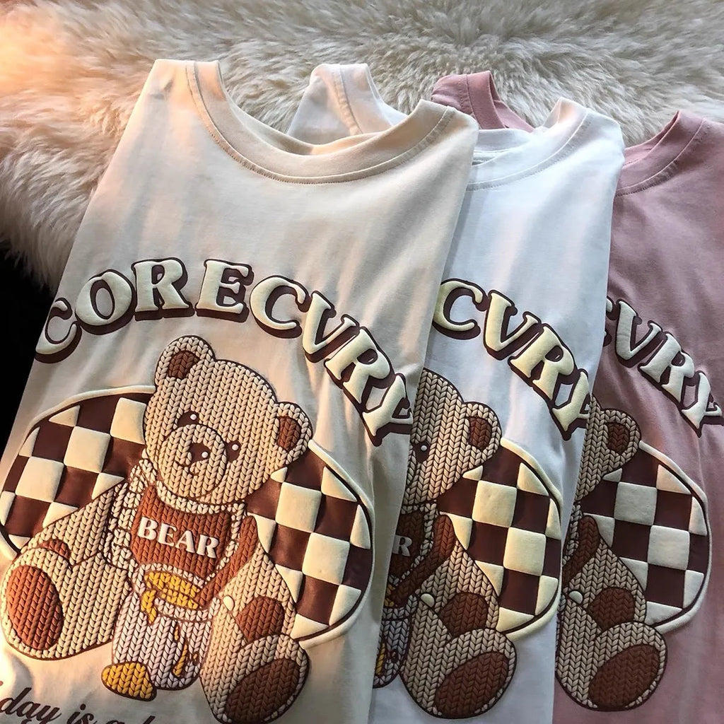 Unisex Cute Bear Print Oversized T-shirt