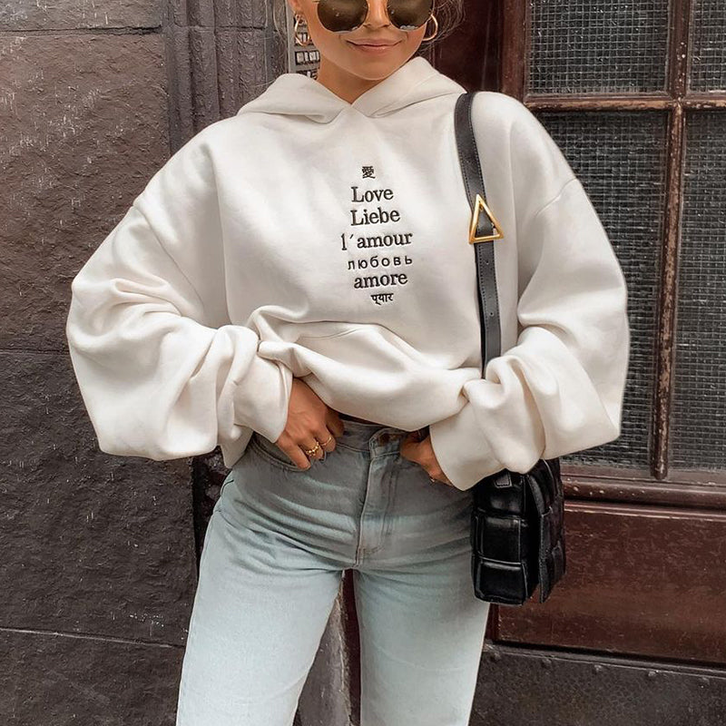 Modern Printed Color Long Sleeve Hoodie