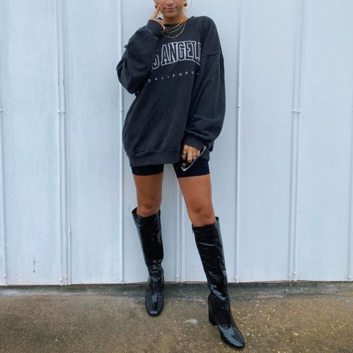 Women Vintage Los Angeles Oversized Pullover