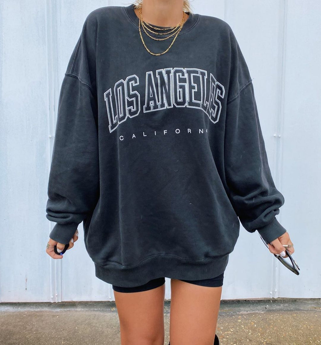 Women Vintage Los Angeles Oversized Pullover