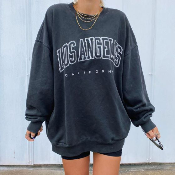 Women Vintage Los Angeles Oversized Pullover