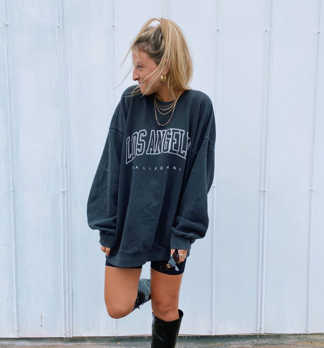 Women Vintage Los Angeles Oversized Pullover