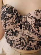 Spring Embroidered Open Back Solid Color Pattern Short Slim Fit Crew Neck Camisole
