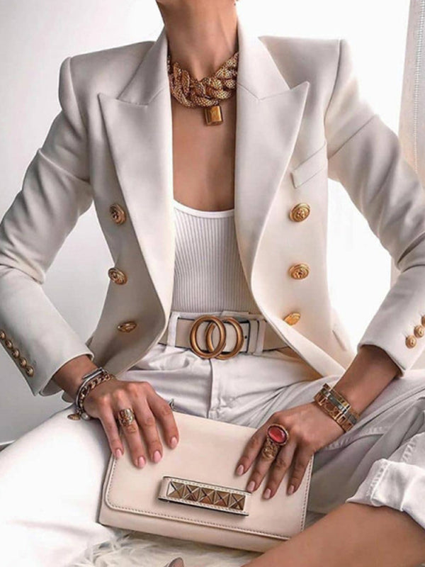 Fashion Solid Button Suit Jacket