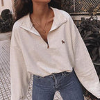 Vintage Round Neck Printed Long-sleeve Sweatshirt
