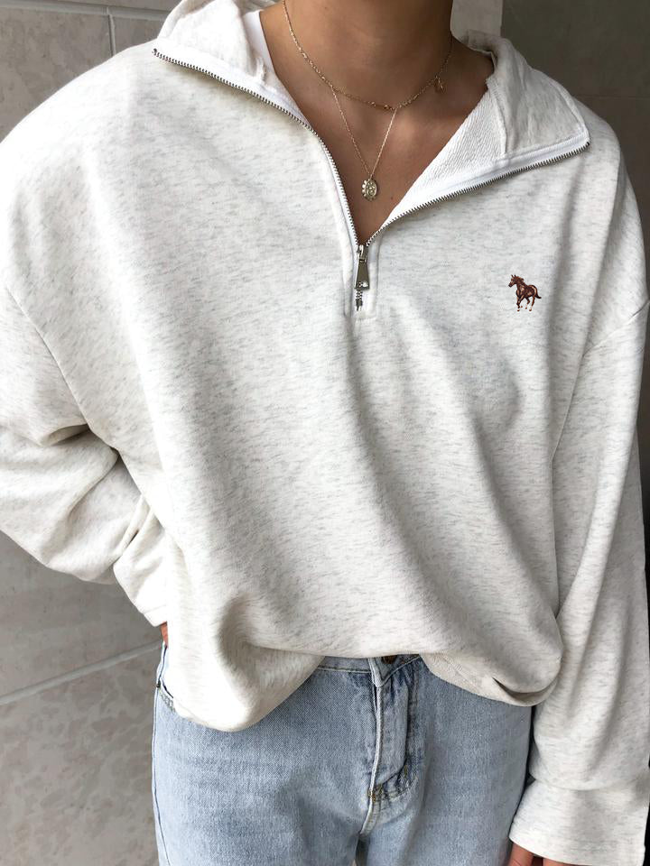 Vintage Round Neck Printed Long-sleeve Sweatshirt