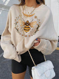 Vintage Print Basic Loose Long Sleeve Sweatshirt
