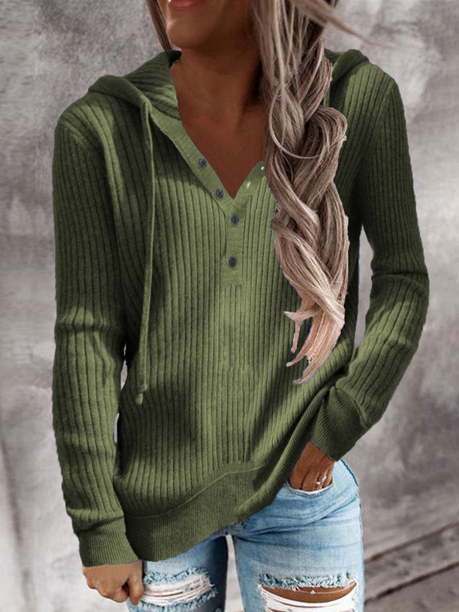 Pure Color Casual Hoodie Sweater Pullover