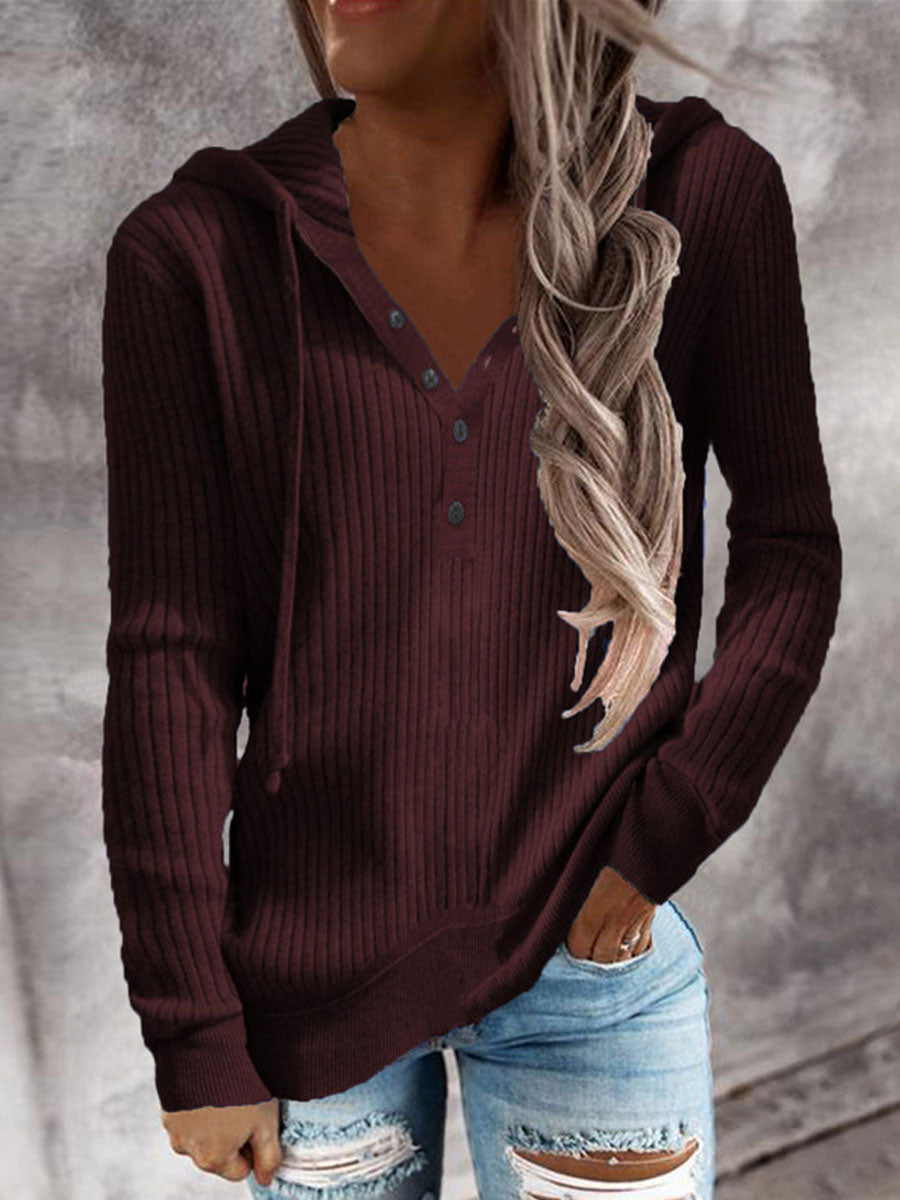 Pure Color Casual Hoodie Sweater Pullover