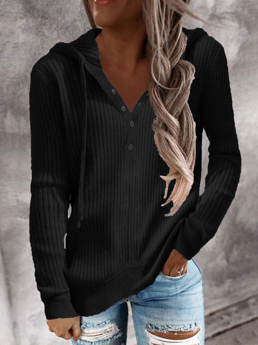 Pure Color Casual Hoodie Sweater Pullover
