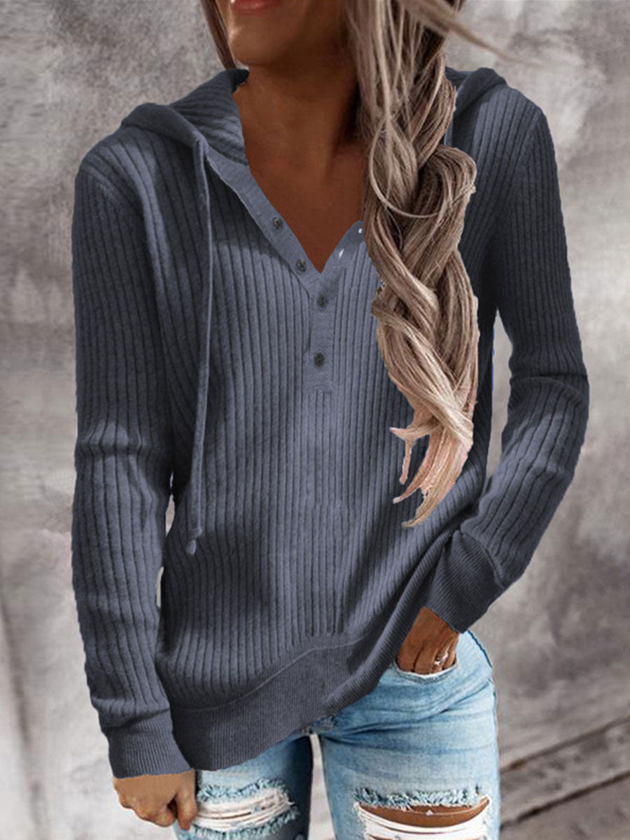 Pure Color Casual Hoodie Sweater Pullover