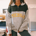 Womens Letter Print Zip Pullover