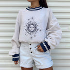 Casual Fashion Round Neck Long Sleeve Loose European Style Sweatshirt