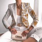 Chain Print Stitching Suit
