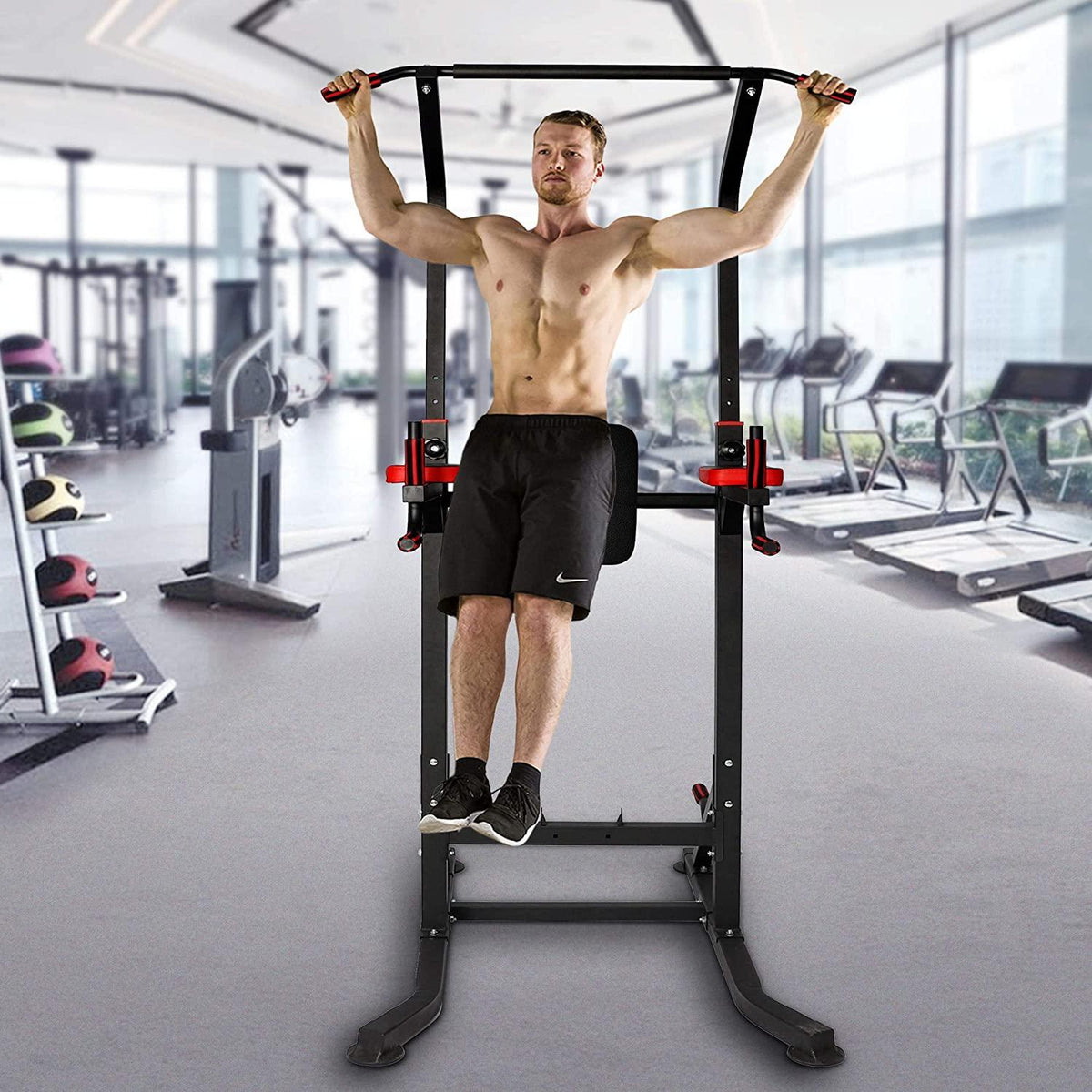 KARMAS PRODUCT Power Tower Home Gym Pull Up Workout Dip Stand Bar Station Adjustable Height Strength Training Fitness Exercise Equipment