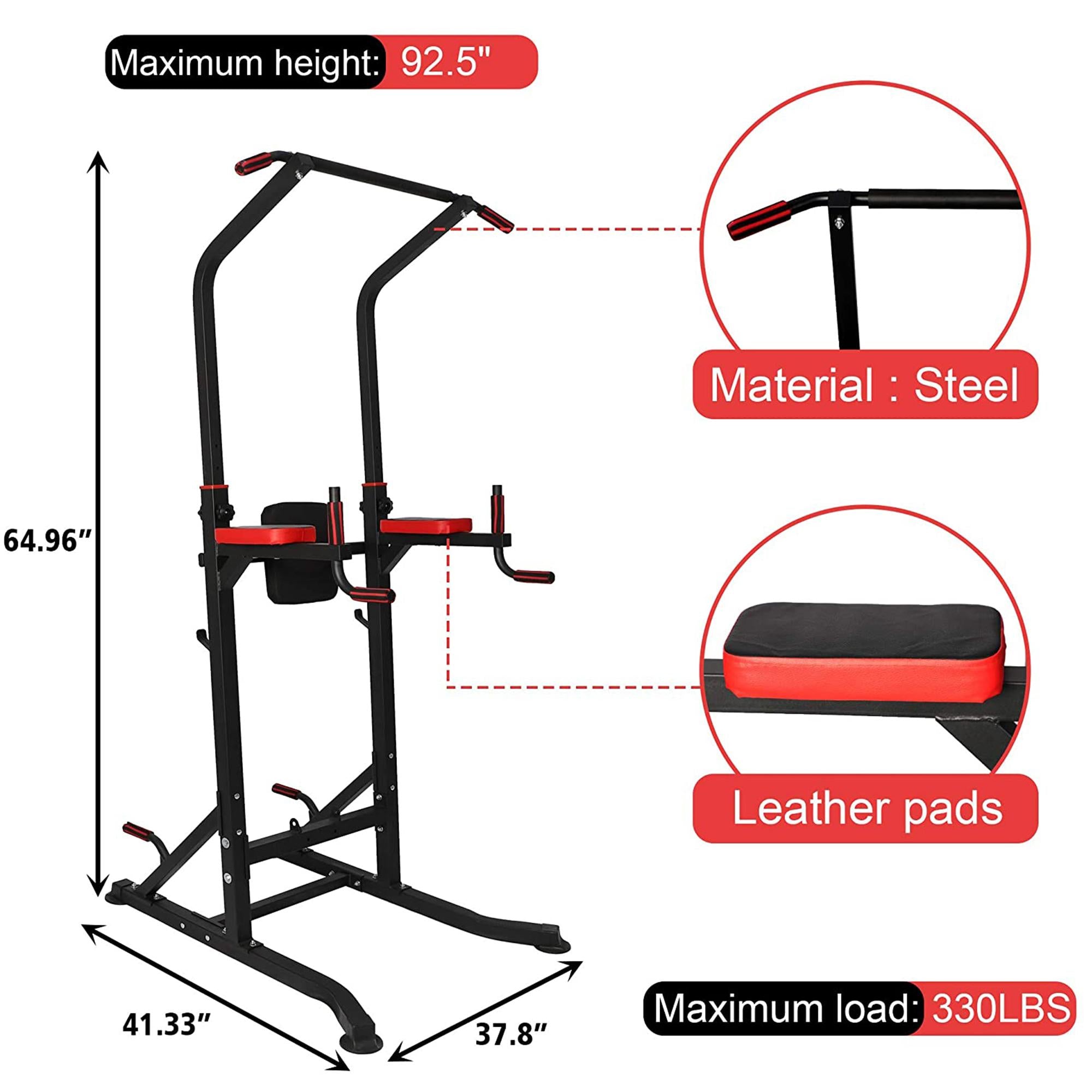 KARMAS PRODUCT Power Tower Home Gym Pull Up Workout Dip Stand Bar Station Adjustable Height Strength Training Fitness Exercise Equipment