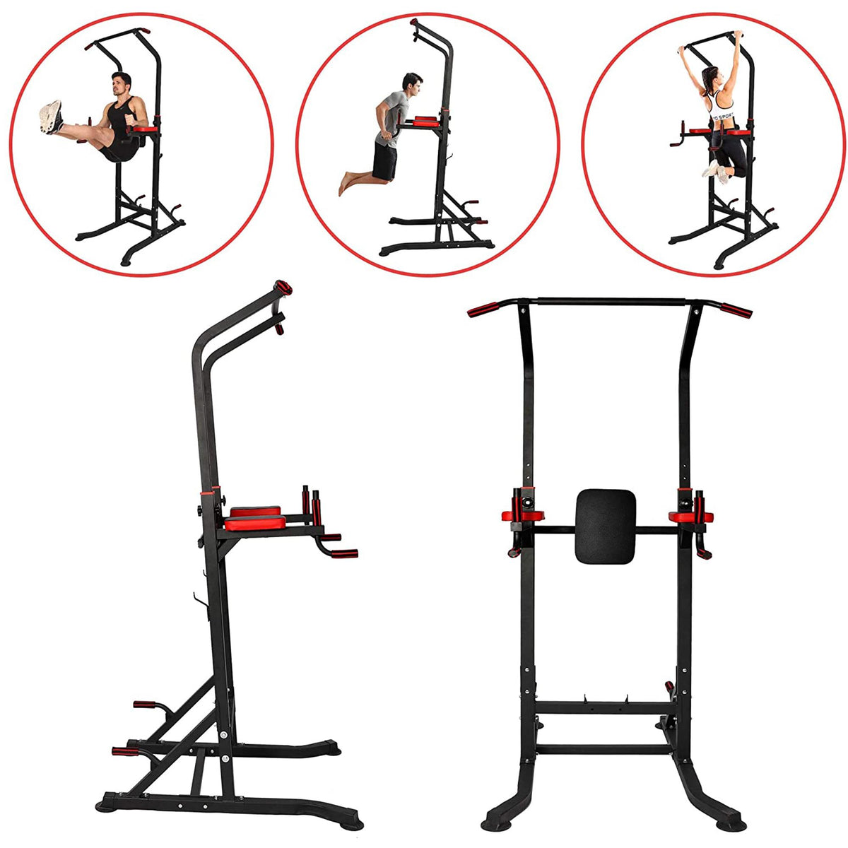 KARMAS PRODUCT Power Tower Home Gym Pull Up Workout Dip Stand Bar Station Adjustable Height Strength Training Fitness Exercise Equipment