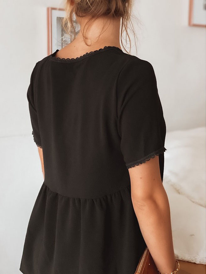 Blouse Col V Avec Bordures En Broderie