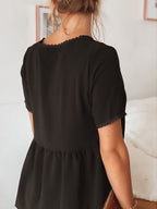 Blouse Col V Avec Bordures En Broderie
