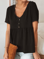 Blouse Col V Avec Bordures En Broderie