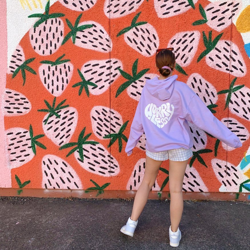 Worry Less Purple Print Women's Hoodie