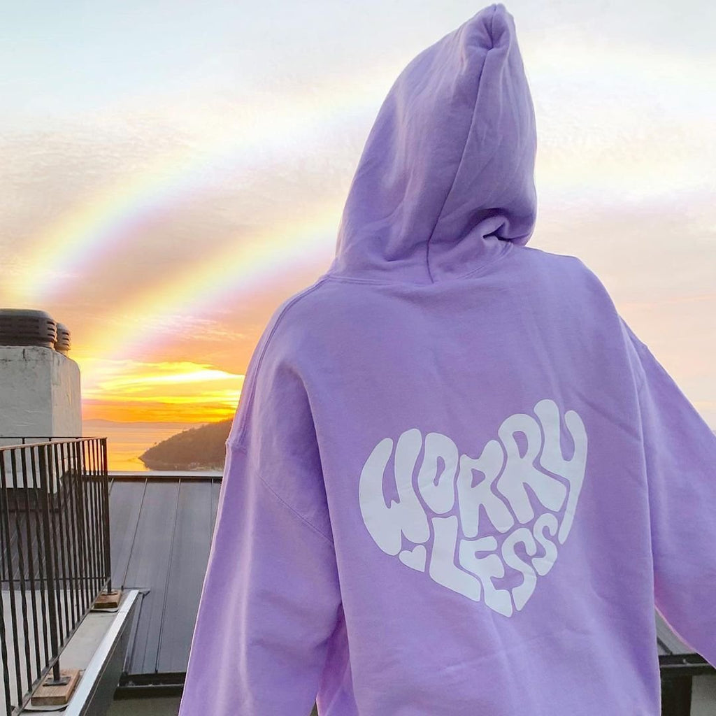 Worry Less Purple Print Women's Hoodie