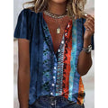 V-neck Gradient Stripe Print Short-sleeved Blouse