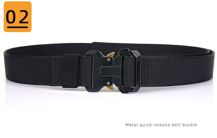 Men's Nylon Braided Double Loop Quick Release Buckle Non-hole Adjustable Outdoor Tactical Belt