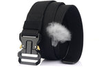 Men's Nylon Braided Double Loop Quick Release Buckle Non-hole Adjustable Outdoor Tactical Belt