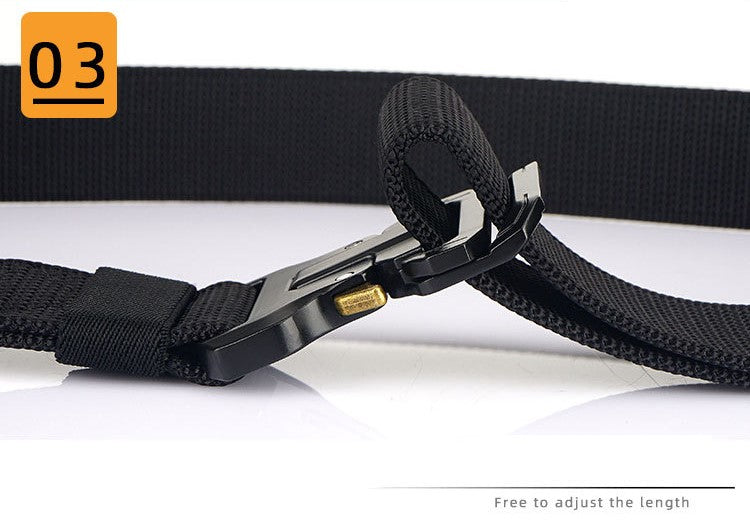 Men's Nylon Braided Double Loop Quick Release Buckle Non-hole Adjustable Outdoor Tactical Belt