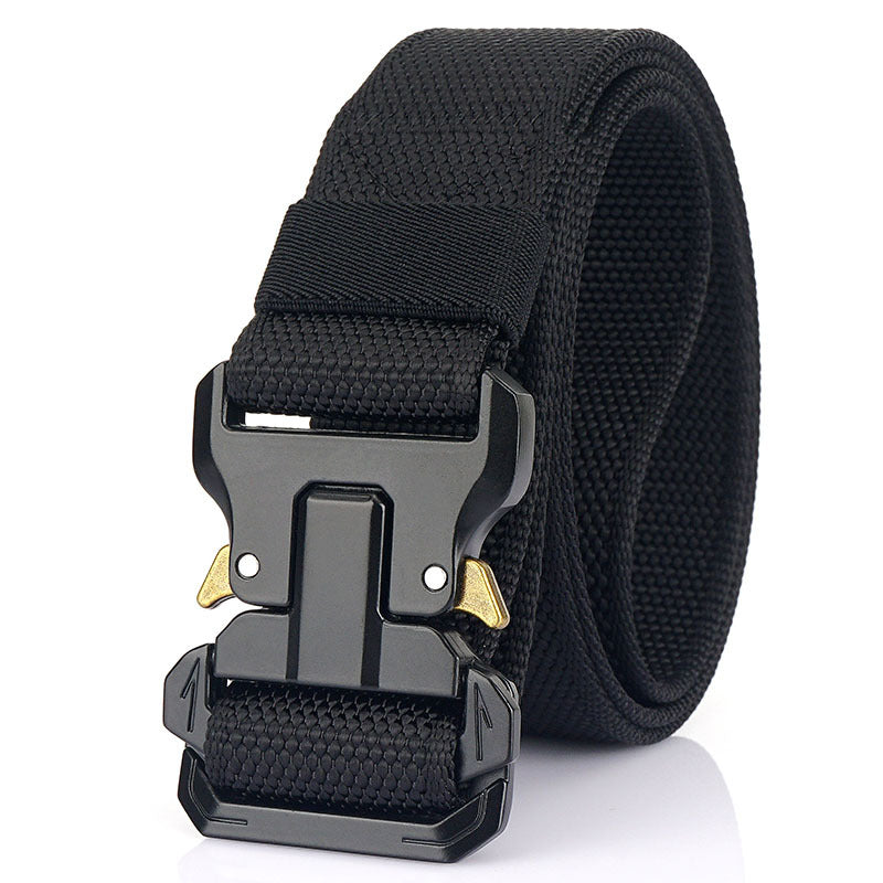 Men's Nylon Braided Double Loop Quick Release Buckle Non-hole Adjustable Outdoor Tactical Belt