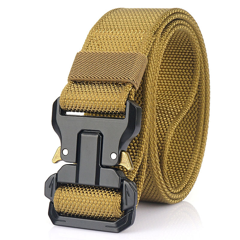 Men's Nylon Braided Double Loop Quick Release Buckle Non-hole Adjustable Outdoor Tactical Belt