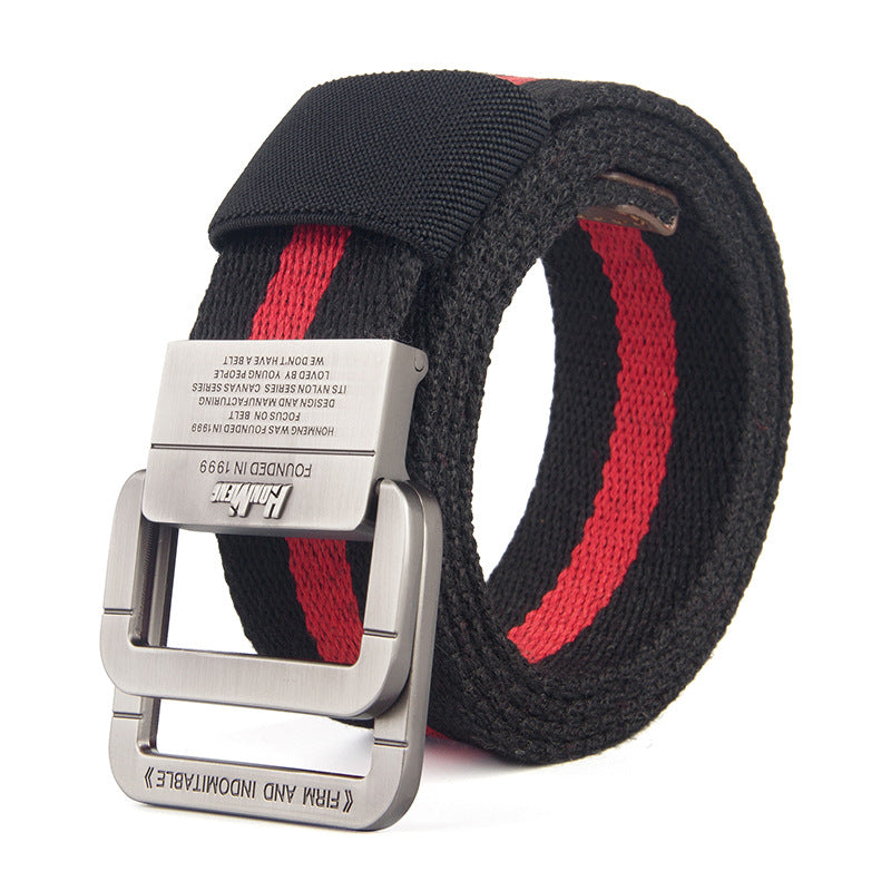 Canvas Belt Men's Outdoor Belt Alloy Double Buckle