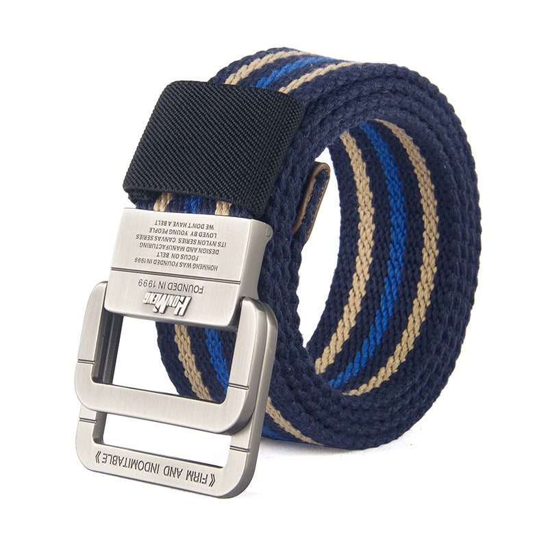 Canvas Belt Men's Outdoor Belt Alloy Double Buckle