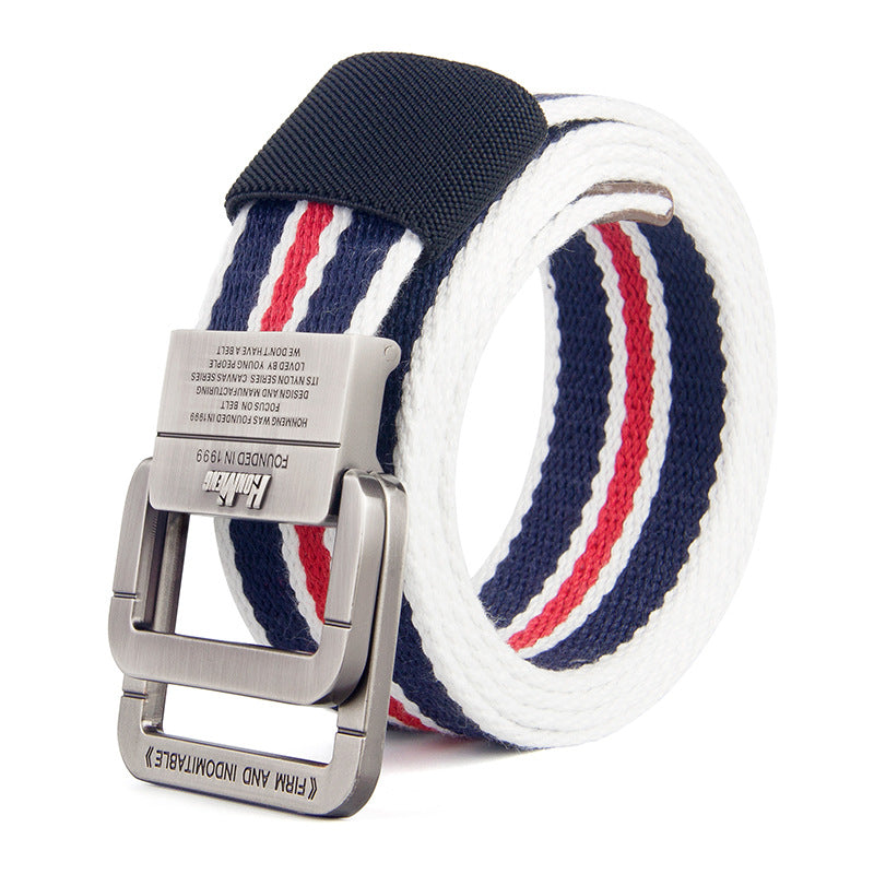 Canvas Belt Men's Outdoor Belt Alloy Double Buckle